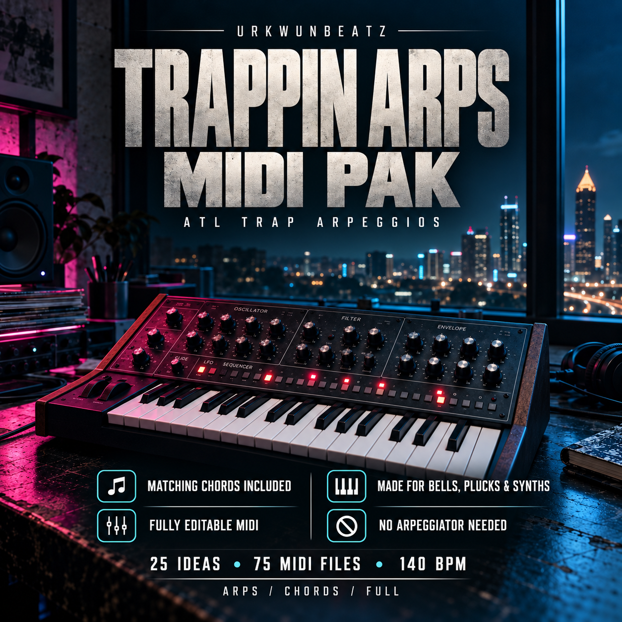 Trappin Arps MIDI Pak cover art by Urkwunbeatz